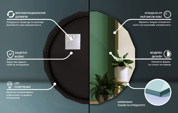 LED Polygonal Mirror 39×39 in