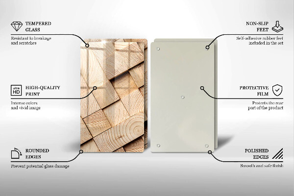 Induction hob cover Wooden squares