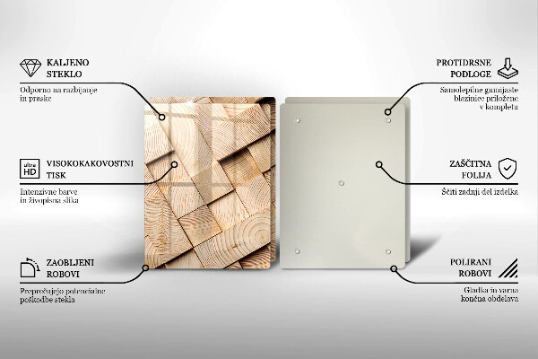 Induction hob cover Wooden squares