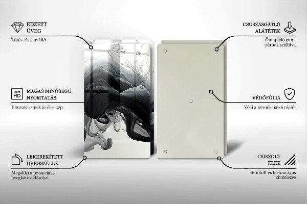 Induction hob cover Black smoke abstraction