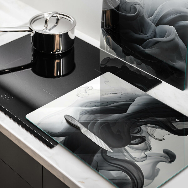 Induction hob cover Black smoke abstraction