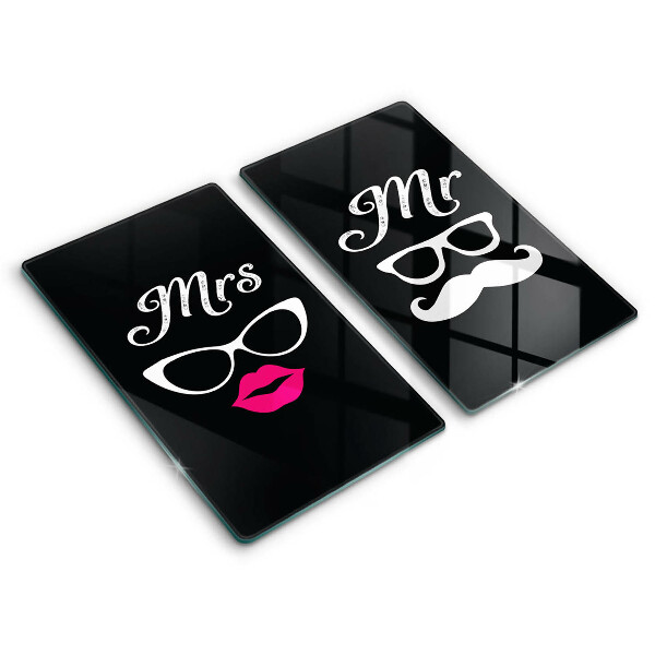 Induction hob cover Mrs. Mr. - inscription, sentence