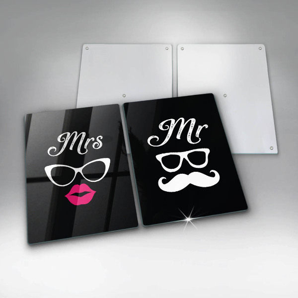 Induction hob cover Mrs. Mr. - inscription, sentence