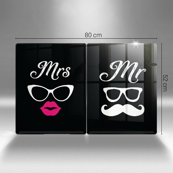Induction hob cover Mrs. Mr. - inscription, sentence