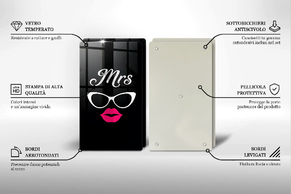 Induction hob cover Mrs. Mr. - inscription, sentence