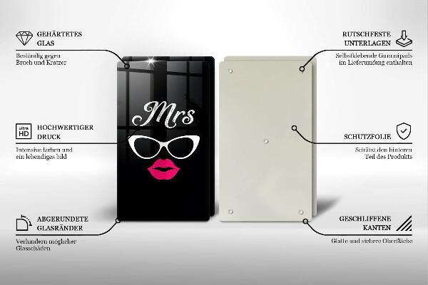 Induction hob cover Mrs. Mr. - inscription, sentence