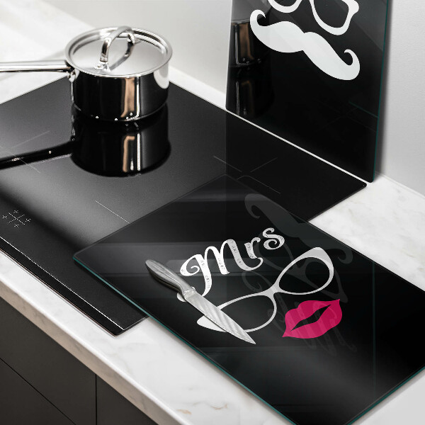 Induction hob cover Mrs. Mr. - inscription, sentence