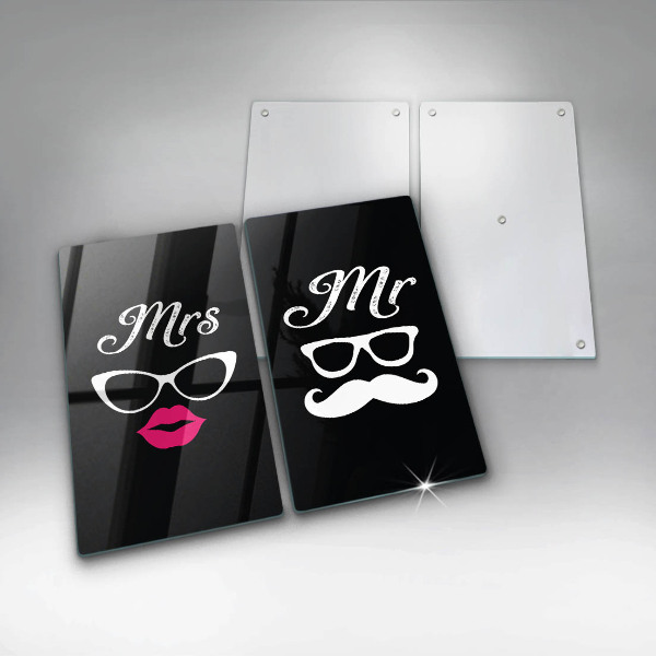 Induction hob cover Mrs. Mr. - inscription, sentence