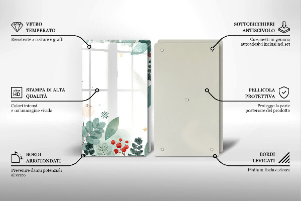 Induction hob cover Watercolors leaves