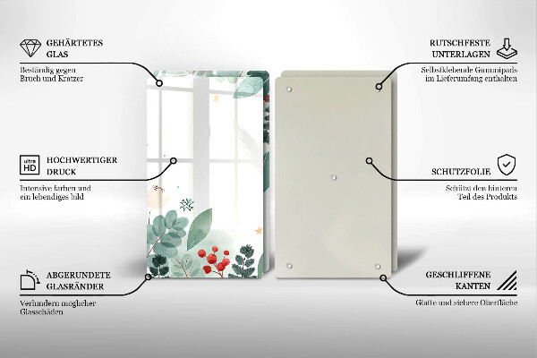 Induction hob cover Watercolors leaves