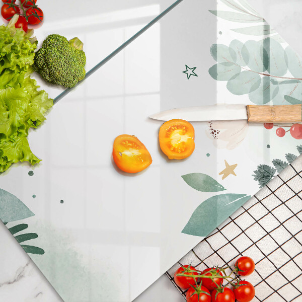 Induction hob cover Watercolors leaves