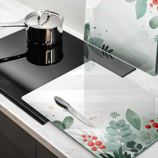 Induction hob cover Watercolors leaves