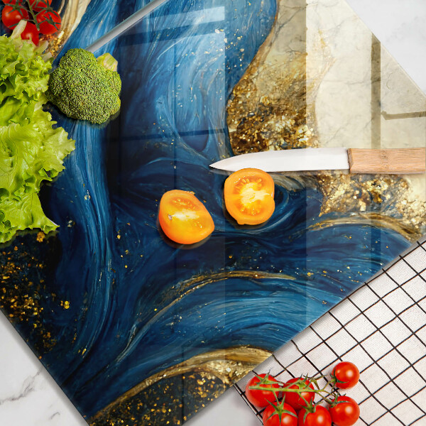 Worktop saver Blue-gold marble