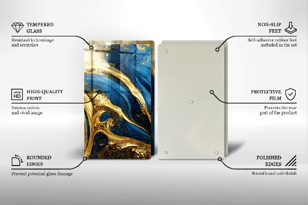 Worktop saver Blue-gold marble