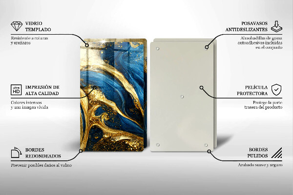 Worktop saver Blue-gold marble