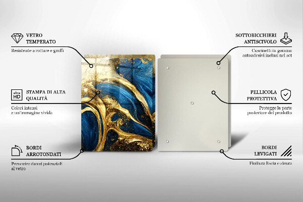 Worktop saver Blue-gold marble