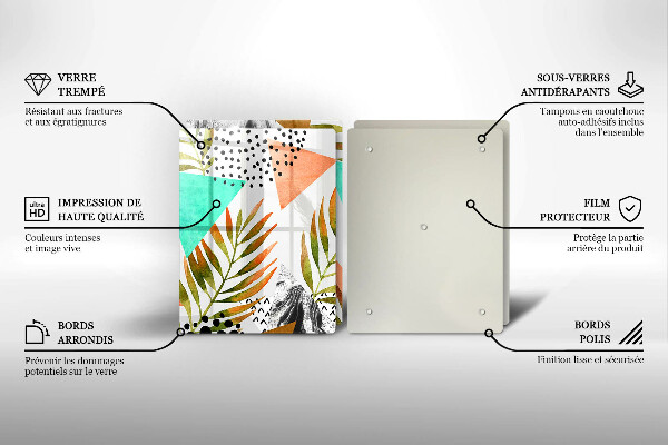 Work surface savers Boho leaves pattern