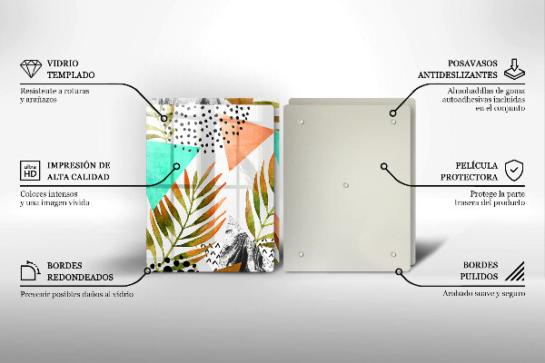 Work surface savers Boho leaves pattern