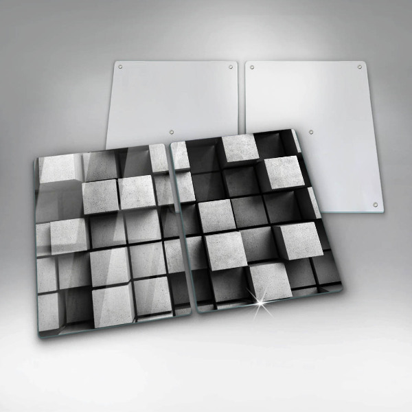 Induction hob cover 3D square abstraction