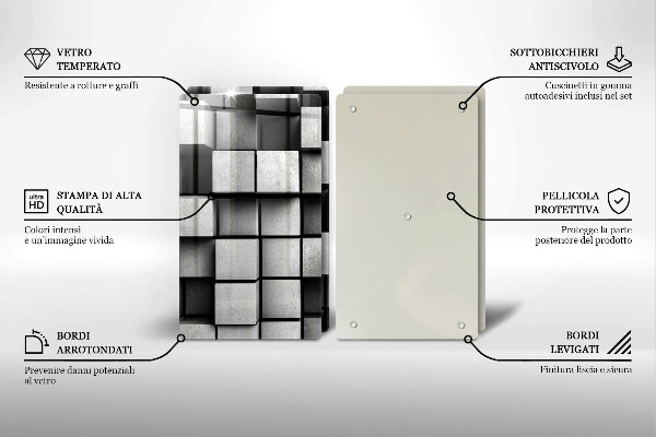 Induction hob cover 3D square abstraction