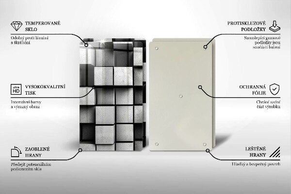 Induction hob cover 3D square abstraction