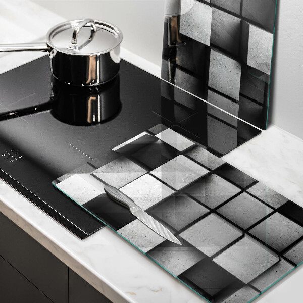 Induction hob cover 3D square abstraction