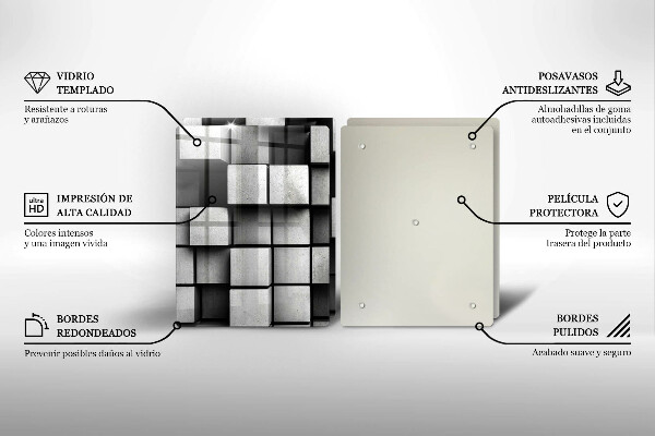 Induction hob cover 3D square abstraction