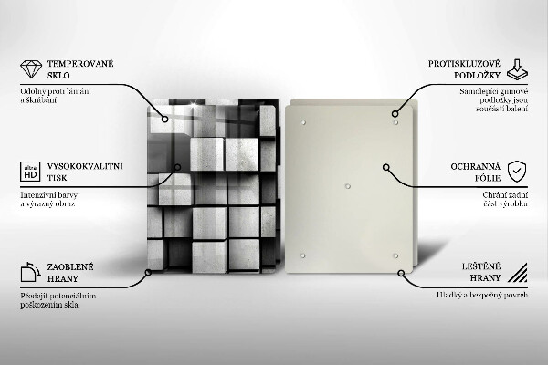 Induction hob cover 3D square abstraction