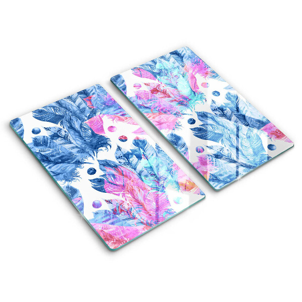 Induction hob cover Illustration of boho feathers