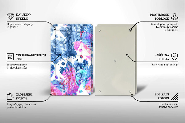 Induction hob cover Illustration of boho feathers