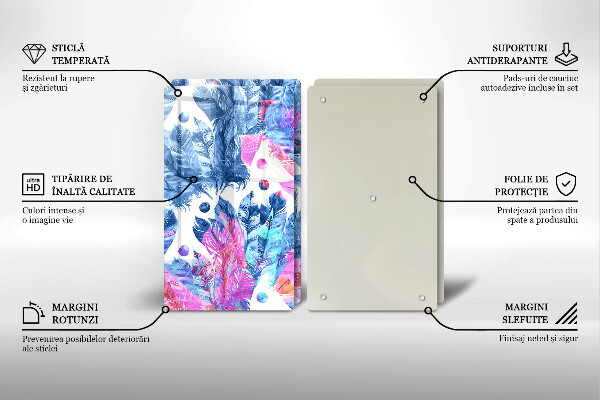 Induction hob cover Illustration of boho feathers