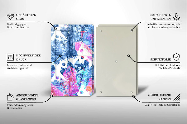 Induction hob cover Illustration of boho feathers