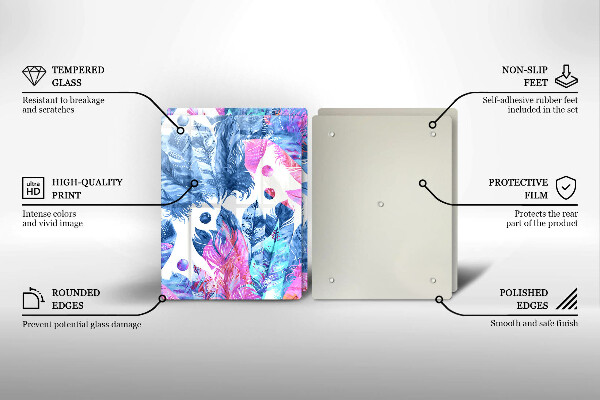 Induction hob cover Illustration of boho feathers