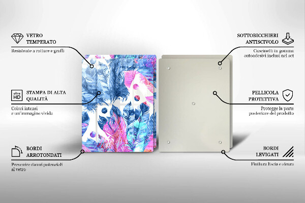 Induction hob cover Illustration of boho feathers