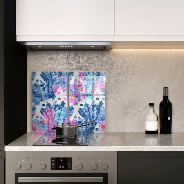 Induction hob cover Illustration of boho feathers