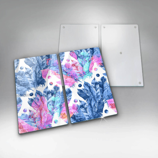 Induction hob cover Illustration of boho feathers