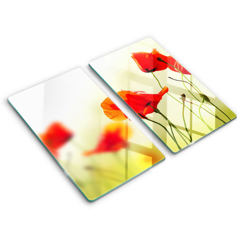 Induction hob cover Red flowers