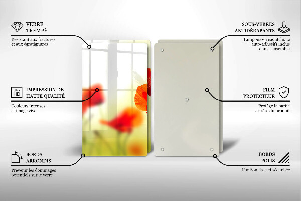 Induction hob cover Red flowers