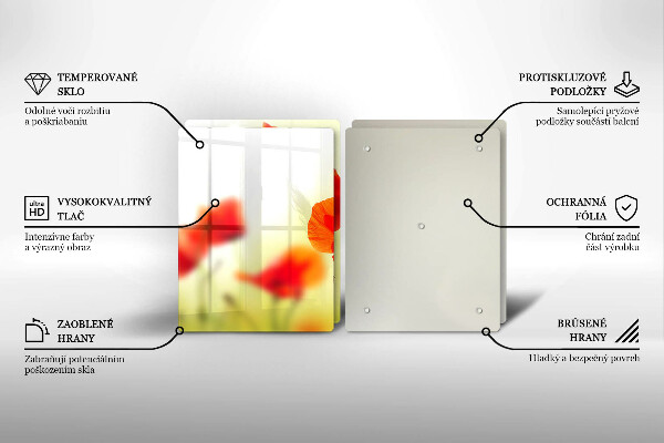 Induction hob cover Red flowers