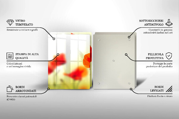 Induction hob cover Red flowers