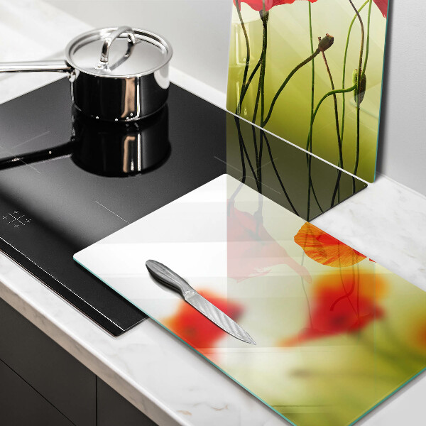 Induction hob cover Red flowers
