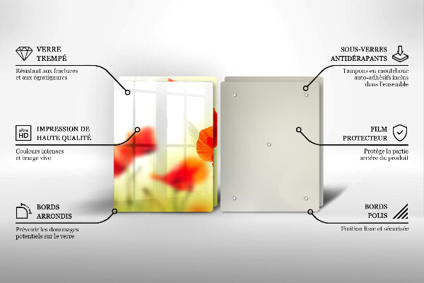 Induction hob cover Red flowers