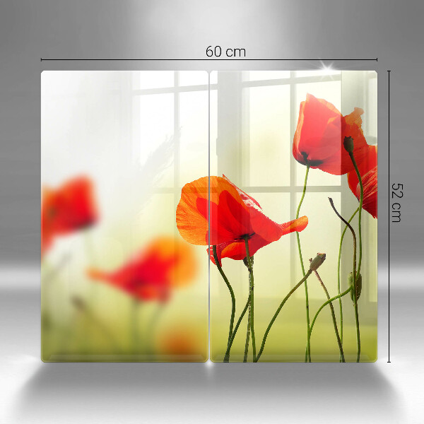Induction hob cover Red flowers