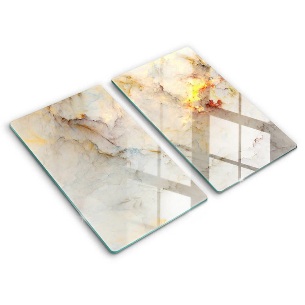 Induction hob cover Marble texture with gold
