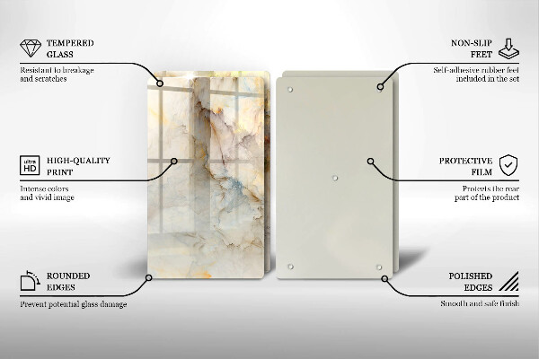 Induction hob cover Marble texture with gold