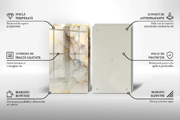 Induction hob cover Marble texture with gold