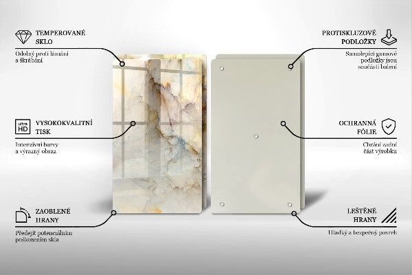 Induction hob cover Marble texture with gold