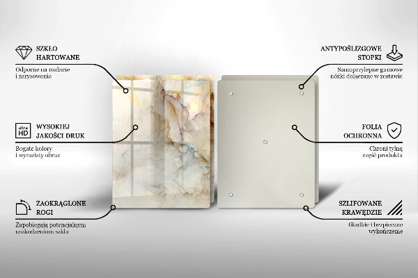 Induction hob cover Marble texture with gold