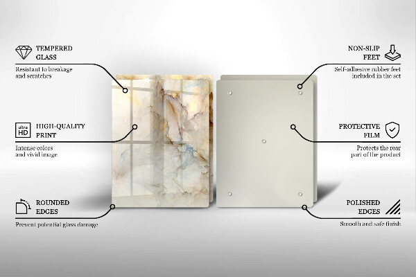 Induction hob cover Marble texture with gold