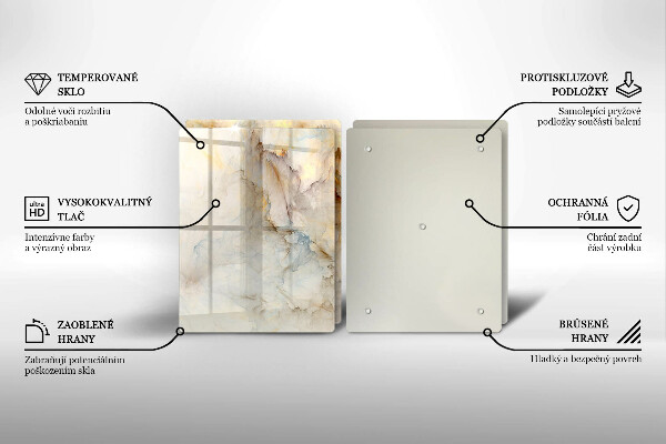 Induction hob cover Marble texture with gold